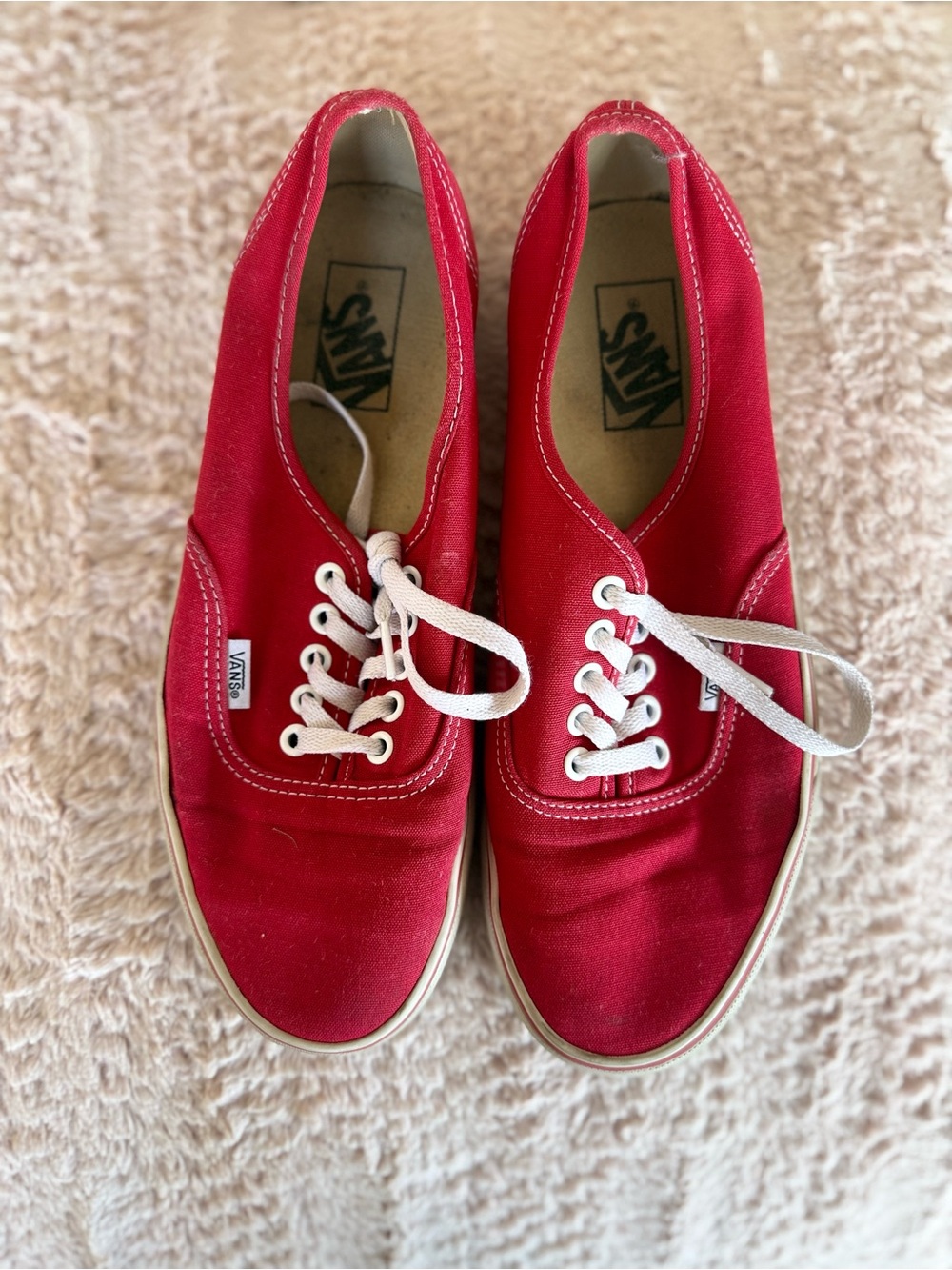 Vans Red Canvas Low-Top Sneakers